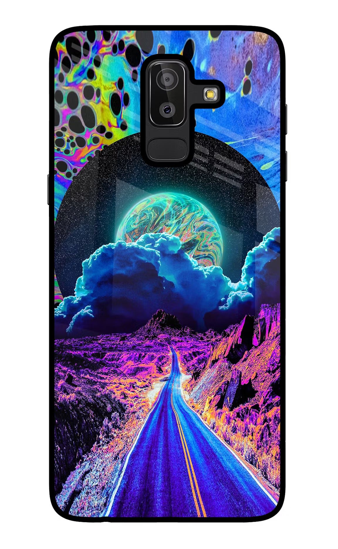Psychedelic Painting Samsung J8 Glass Case Back Cover by Casekaro