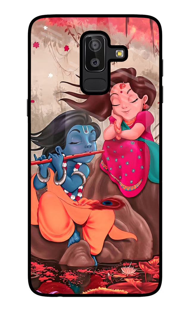 Radhe Krishna Samsung J8 Glass Case Back Cover by Casekaro