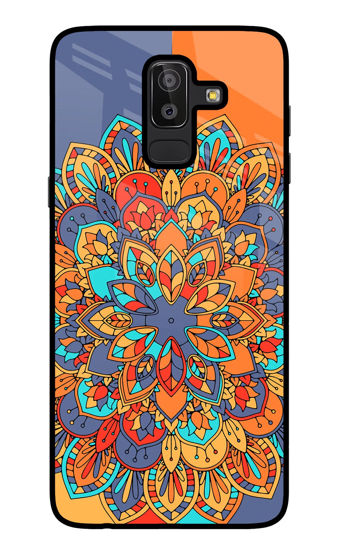Color Mandala Samsung J8 Glass Case Back Cover by Casekaro