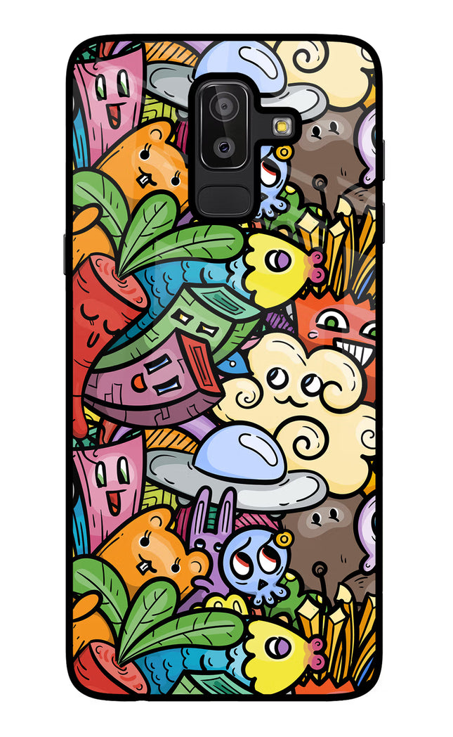 Veggie Doodle Samsung J8 Glass Case Back Cover by Casekaro