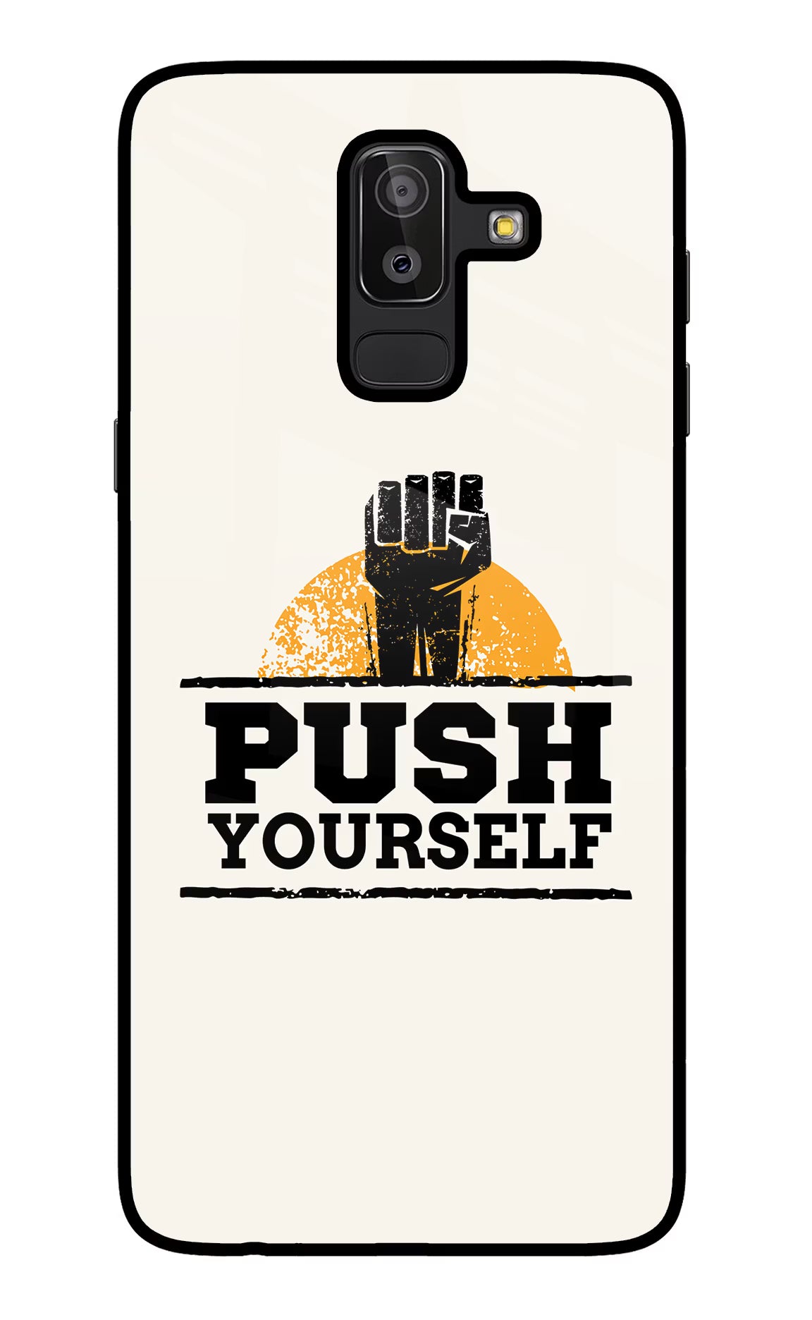 Push Yourself Samsung J8 Glass Case Back Cover by Casekaro