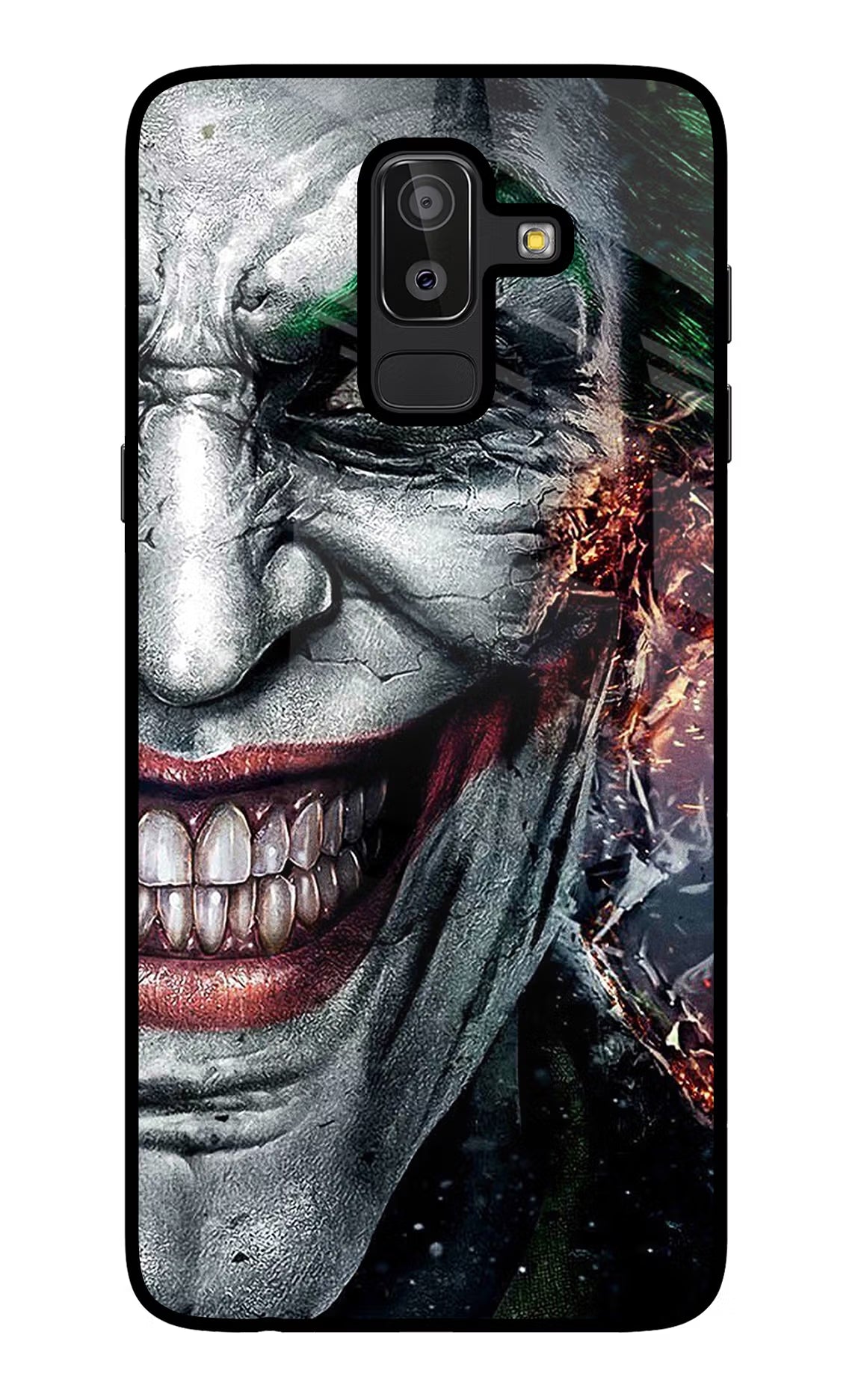 Joker Cam Samsung J8 Glass Case Back Cover by Casekaro
