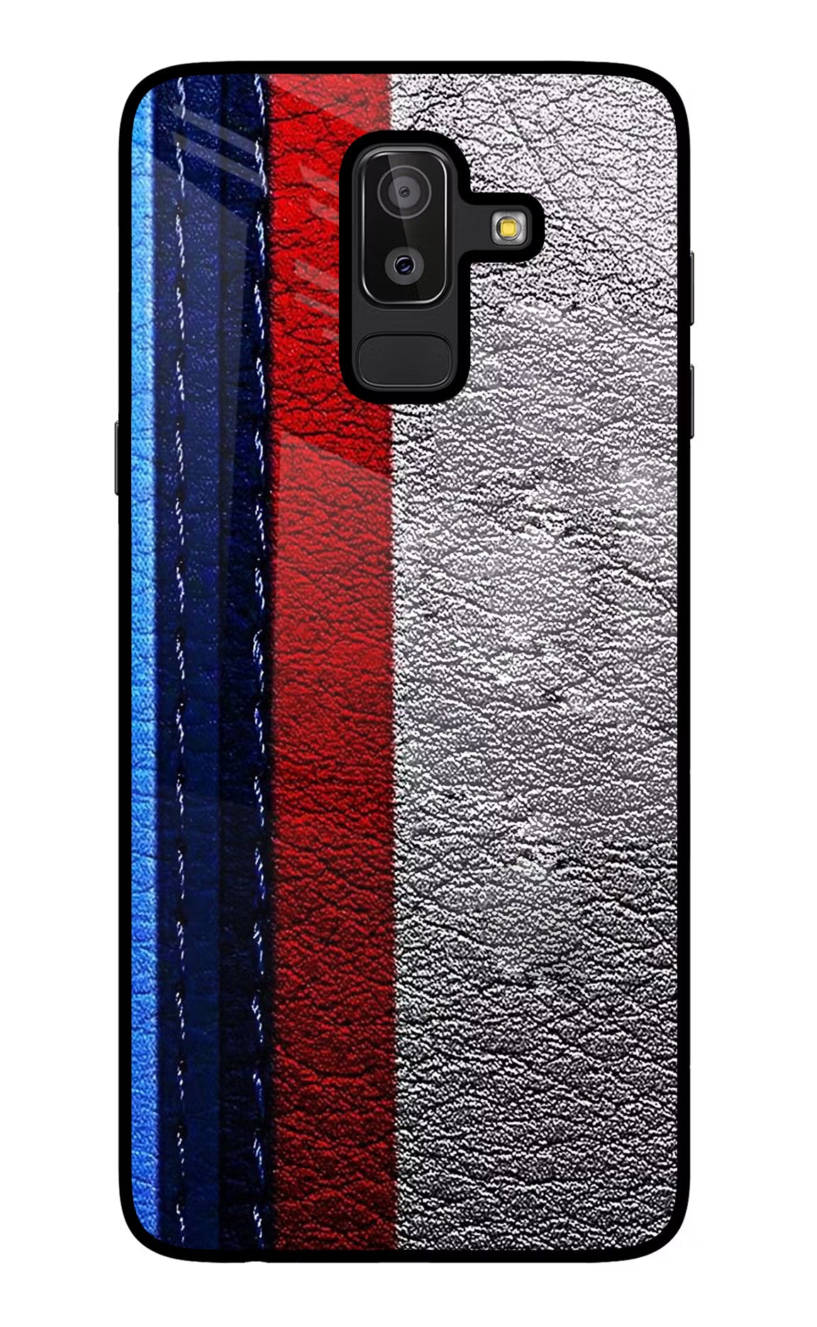 BMW Stripes Samsung J8 Glass Case Back Cover by Casekaro