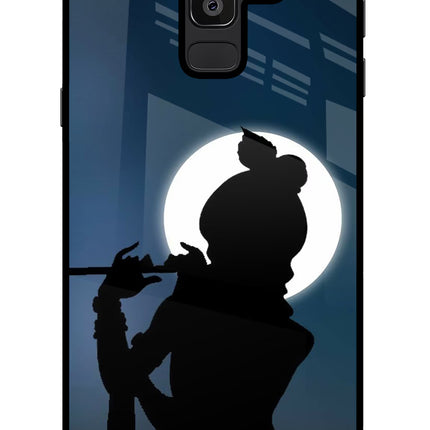 Shri Krishna Silhouette Samsung J8 Glass Case Back Cover by Casekaro