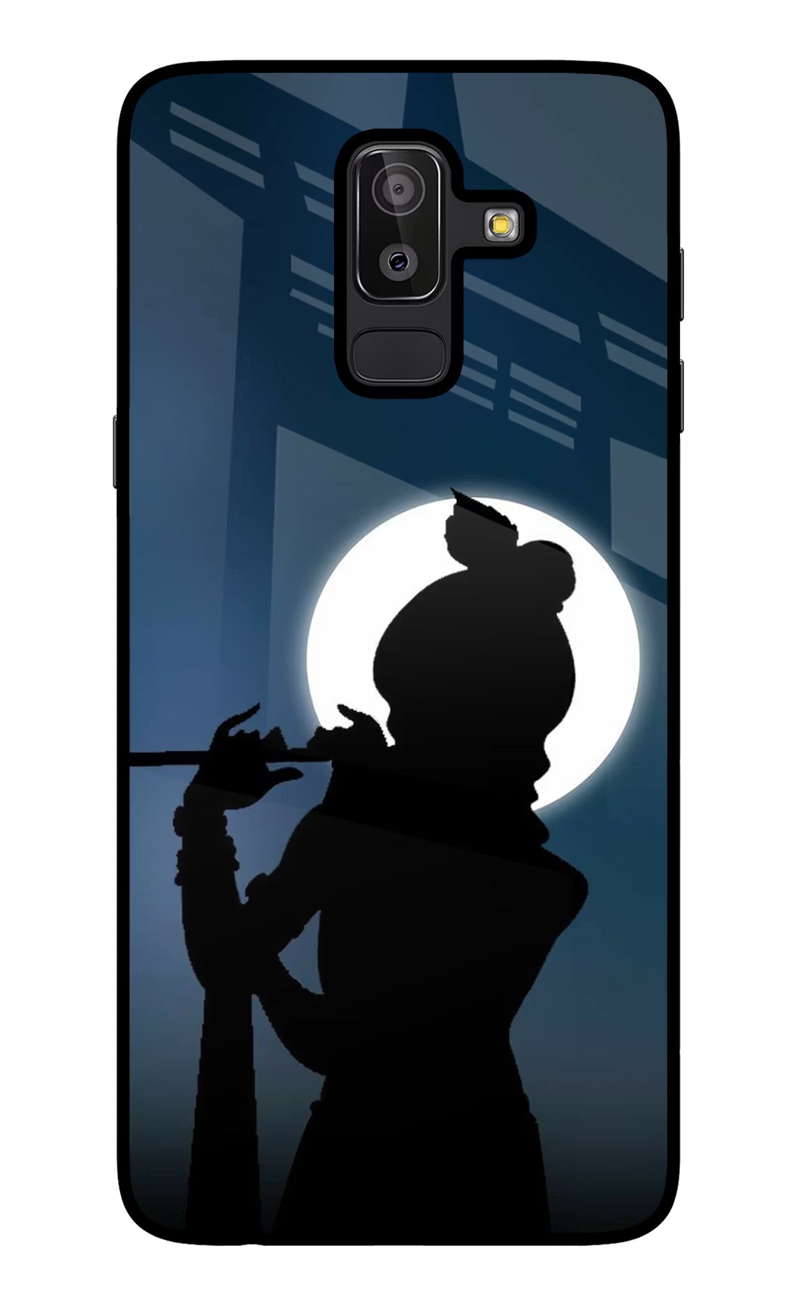 Shri Krishna Silhouette Samsung J8 Glass Case Back Cover by Casekaro