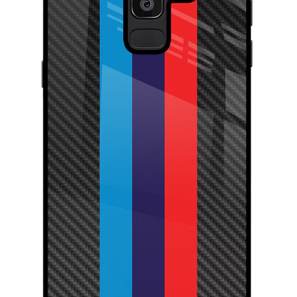 BMW Stripes Pattern Samsung J8 Glass Case Back Cover by Casekaro