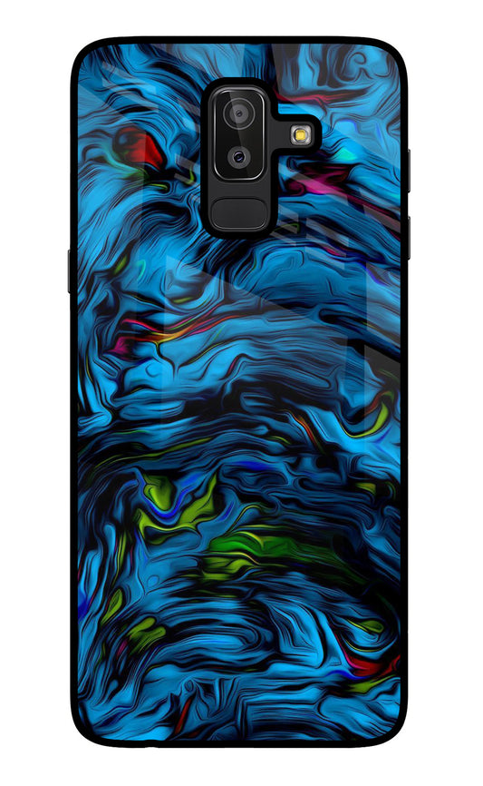 Dark Blue Abstract Samsung J8 Glass Case