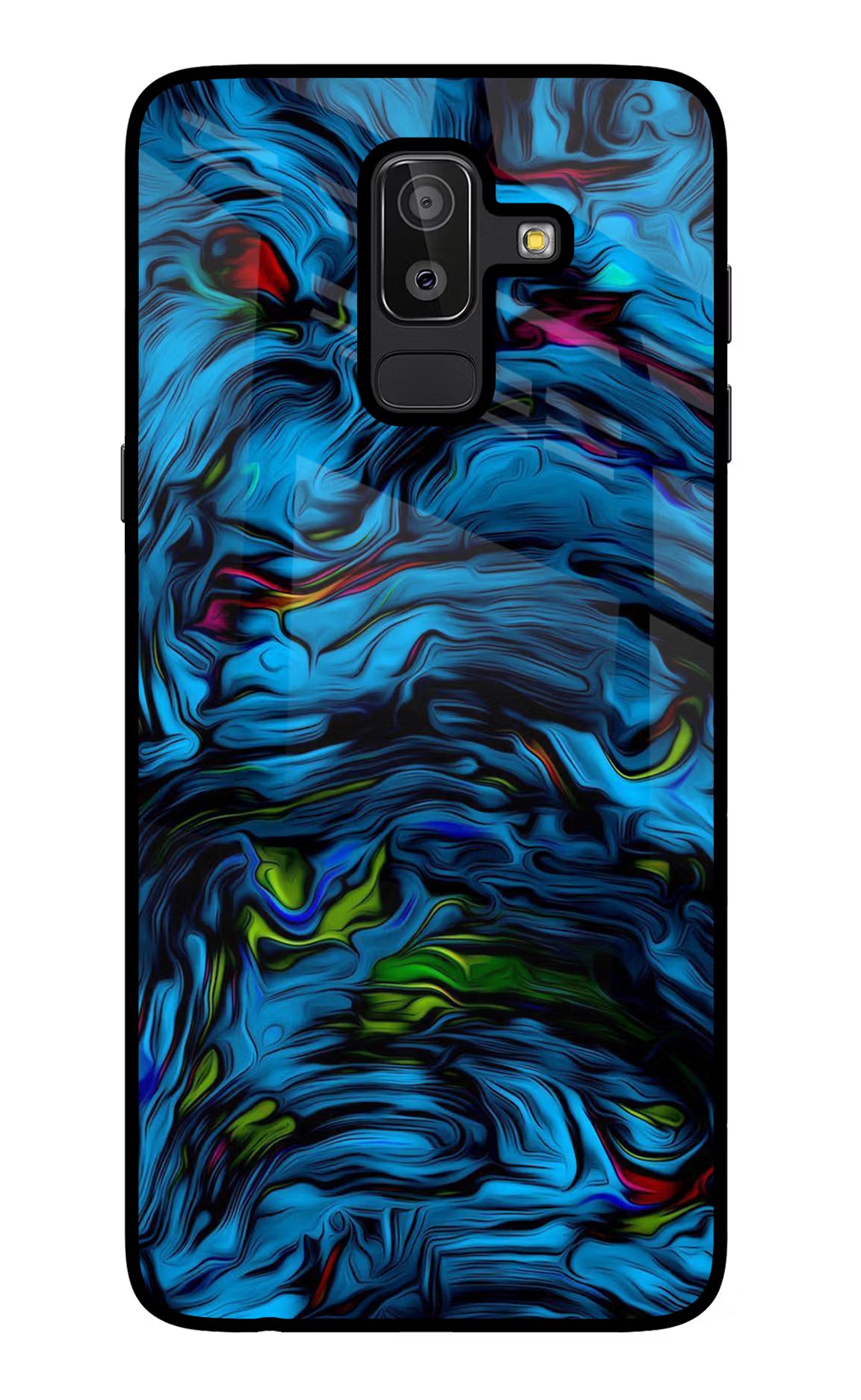 Dark Blue Abstract Samsung J8 Glass Case Back Cover by Casekaro