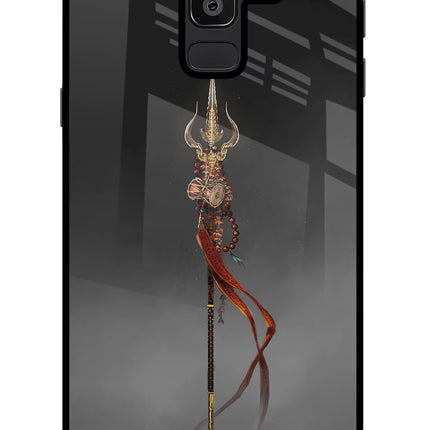 Shiv Trishul Samsung J8 Glass Case Back Cover by Casekaro