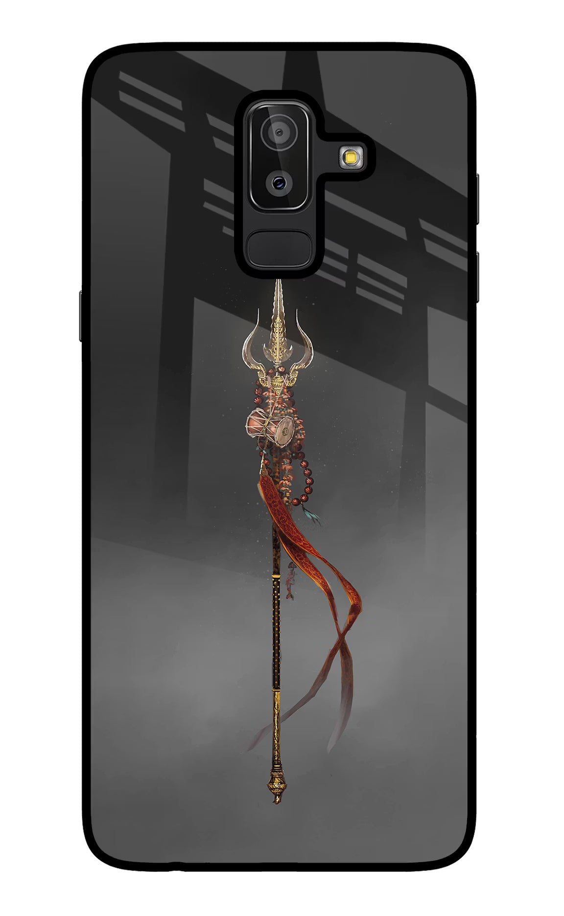 Shiv Trishul Samsung J8 Glass Case Back Cover by Casekaro