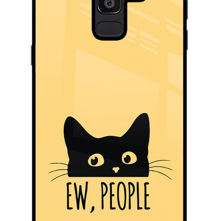 Ew People Catitude Samsung J8 Glass Case Back Cover by Casekaro