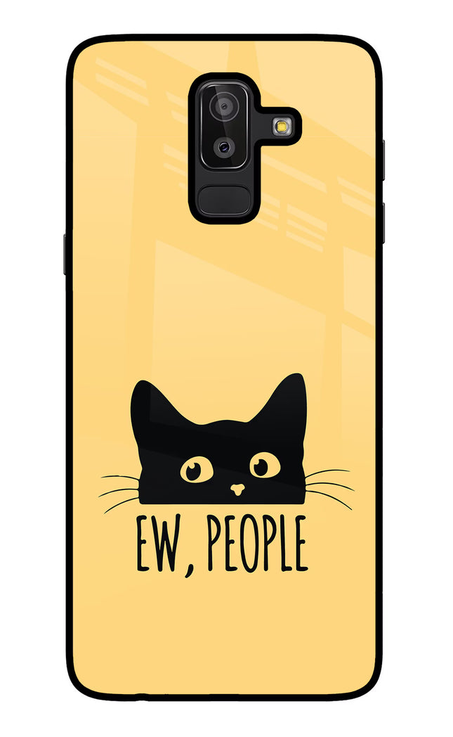 Ew People Catitude Samsung J8 Glass Case Back Cover by Casekaro