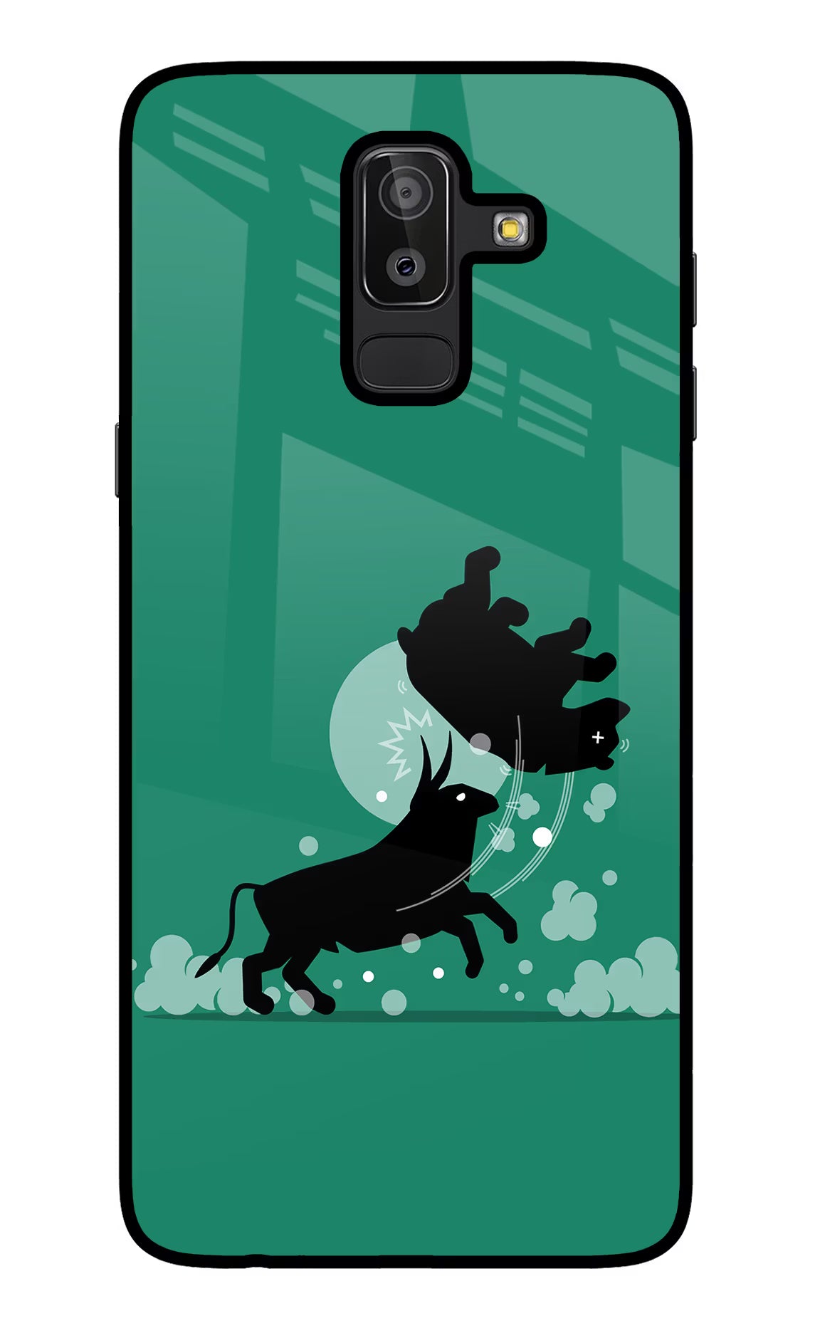 Bull Conqueror Samsung J8 Glass Case Back Cover by Casekaro