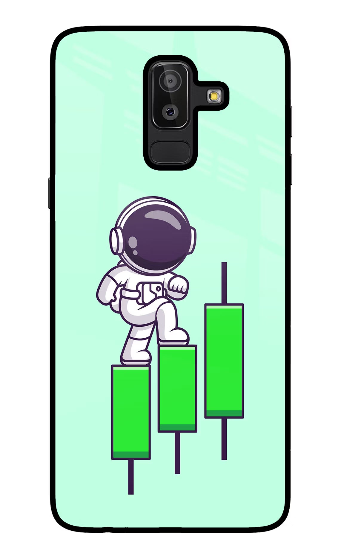 Astronaut Trader Samsung J8 Glass Case Back Cover by Casekaro