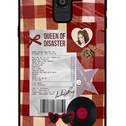 Queen of Disaster Samsung J8 Glass Case Back Cover by Casekaro