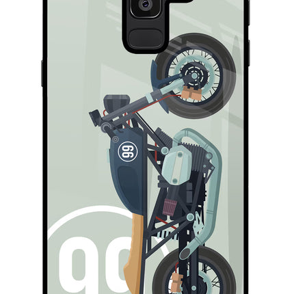 Classic Cafe Racer 99 Samsung J8 Glass Case Back Cover by Casekaro