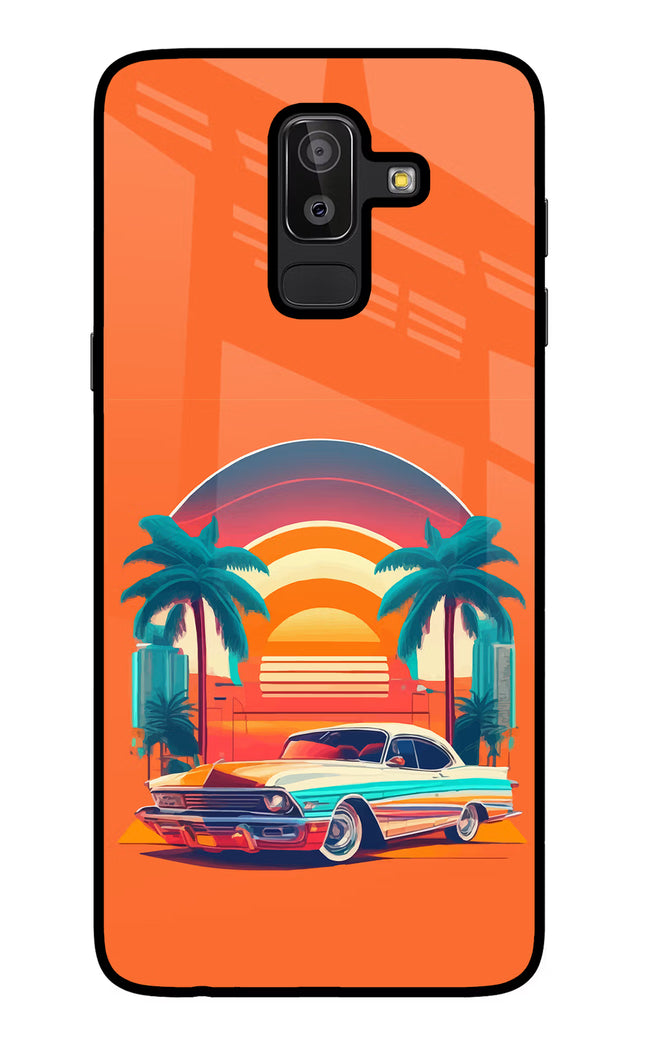 Palm Drive 80s Samsung J8 Glass Case Back Cover by Casekaro