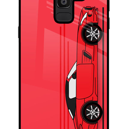 Red Velocity Samsung J8 Glass Case Back Cover by Casekaro