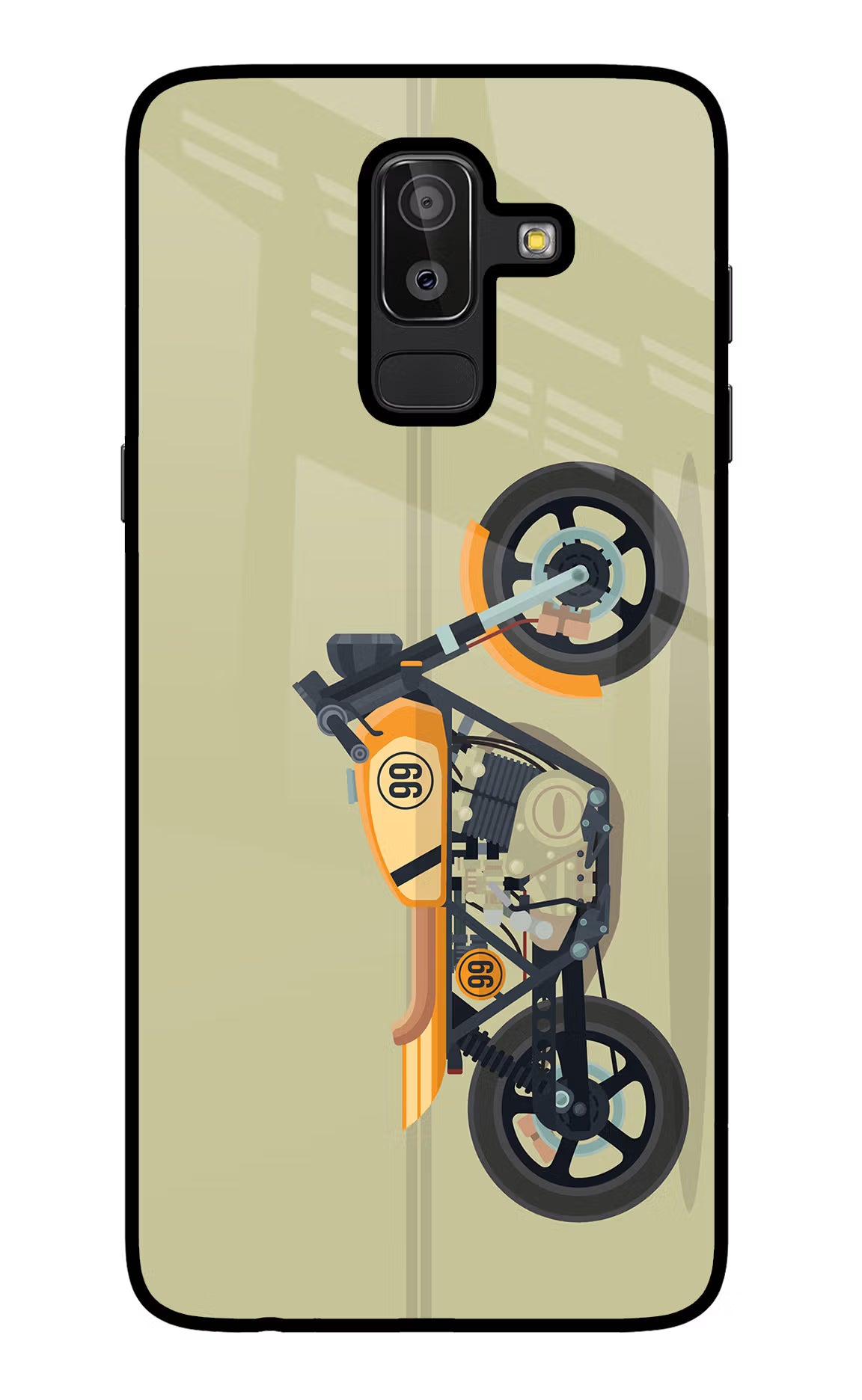 Vertical Speedster Samsung J8 Glass Case Back Cover by Casekaro