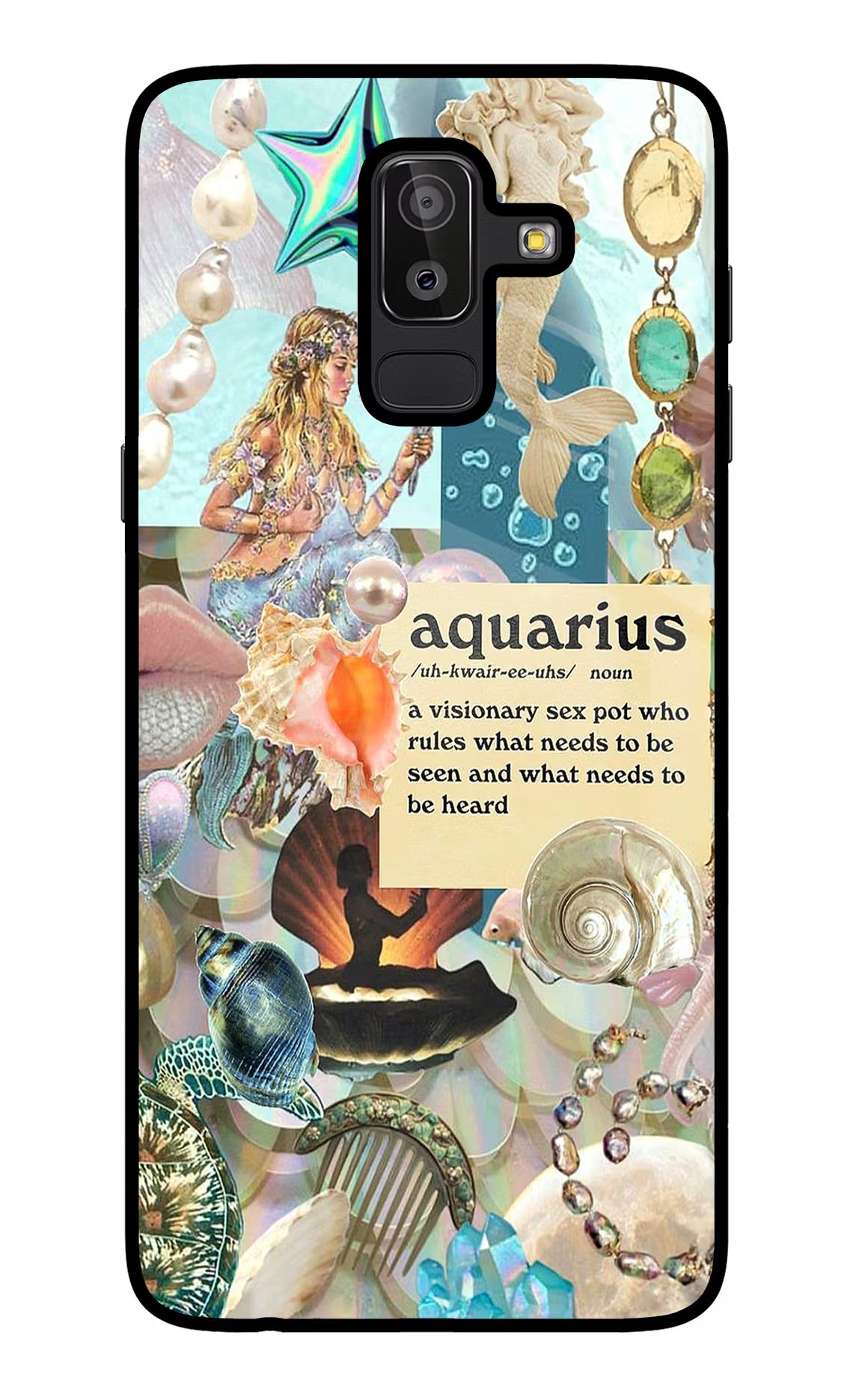 Aquarius Zodiac Samsung J8 Glass Case Back Cover by Casekaro