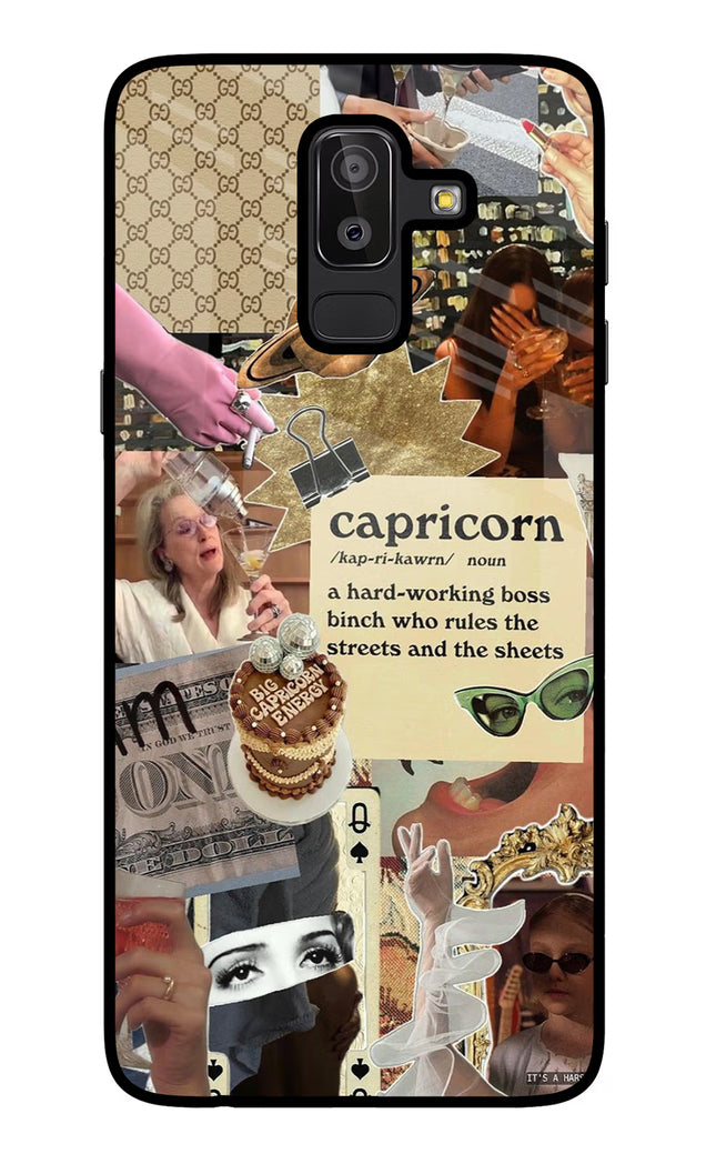 Capricorn Zodiac Samsung J8 Glass Case Back Cover by Casekaro