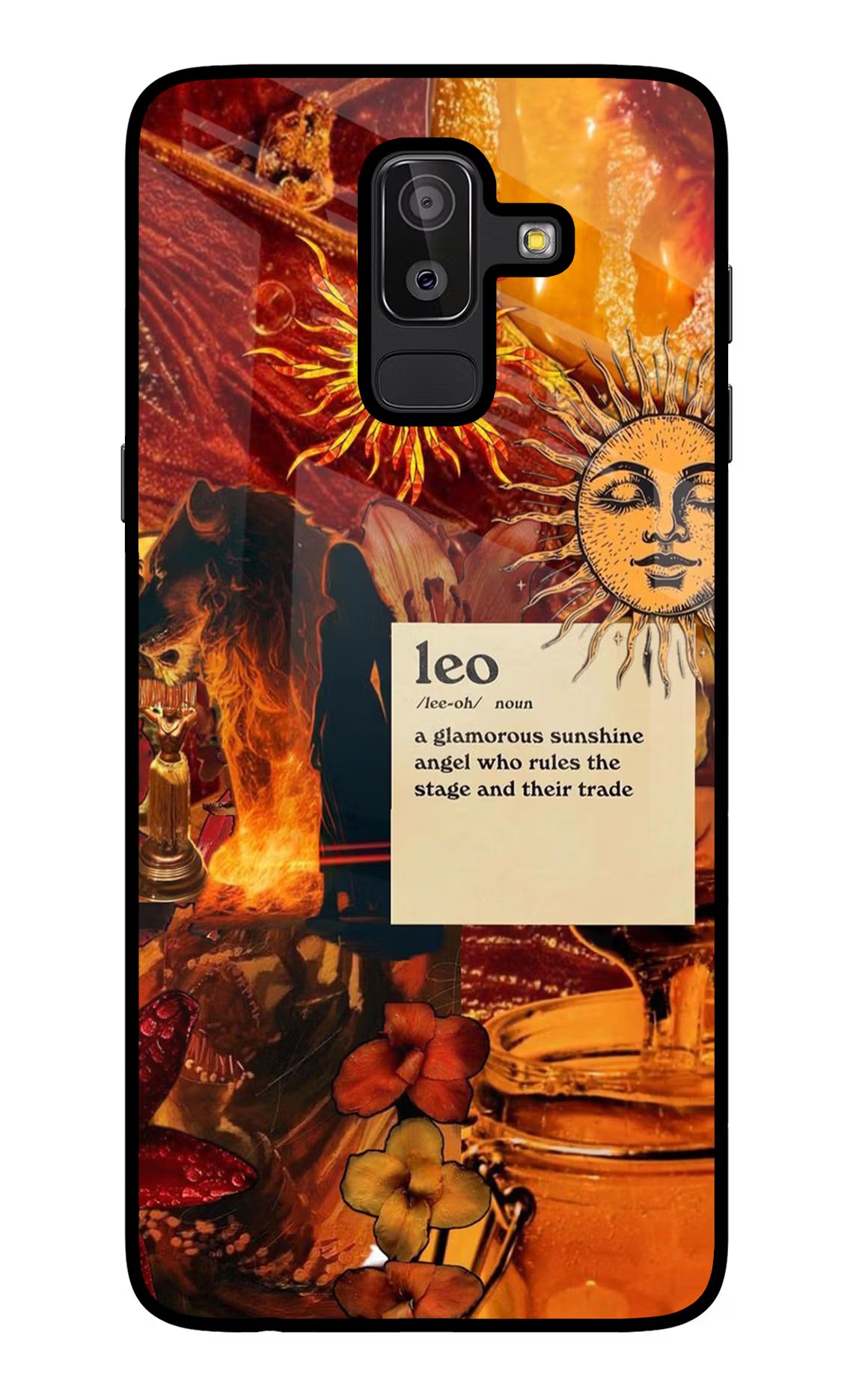 Leo Zodiac Samsung J8 Glass Case Back Cover by Casekaro