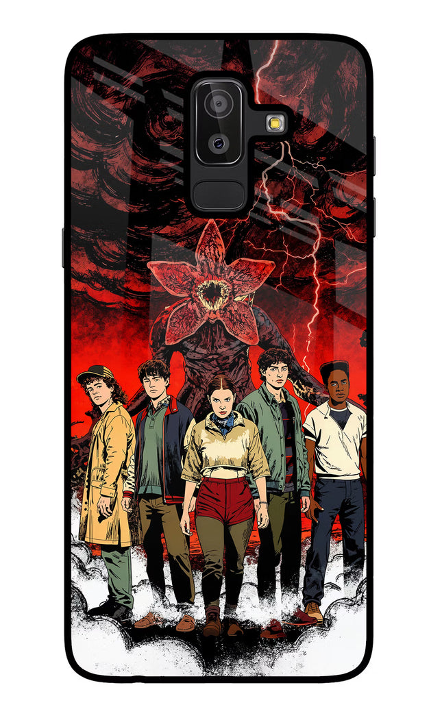 Ordinary Things Characters Samsung J8 Glass Case Back Cover by Casekaro