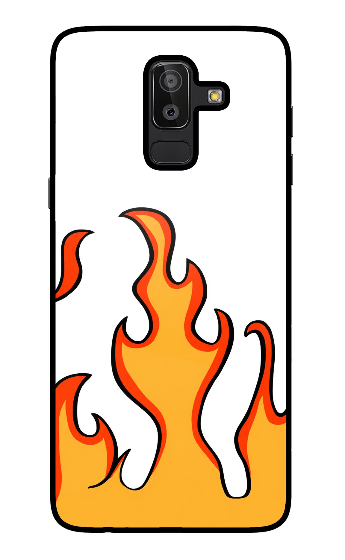 Fired Up – White Samsung J8 Glass Case Back Cover by Casekaro