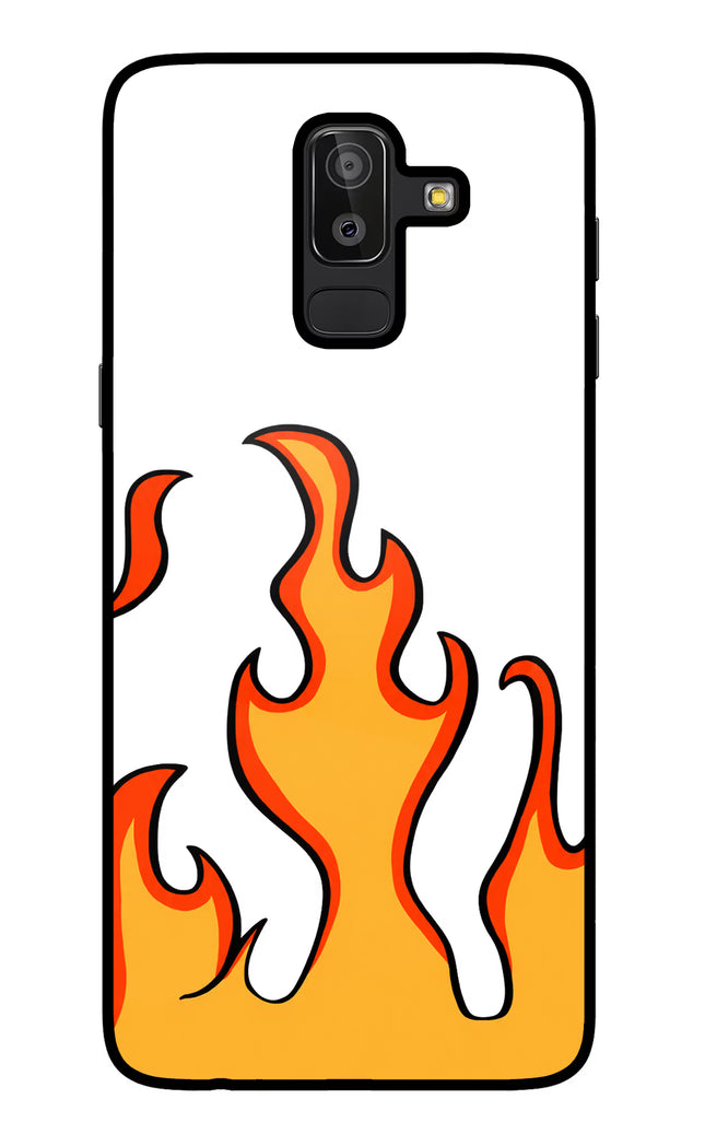 Fired Up – White Samsung J8 Glass Case Back Cover by Casekaro