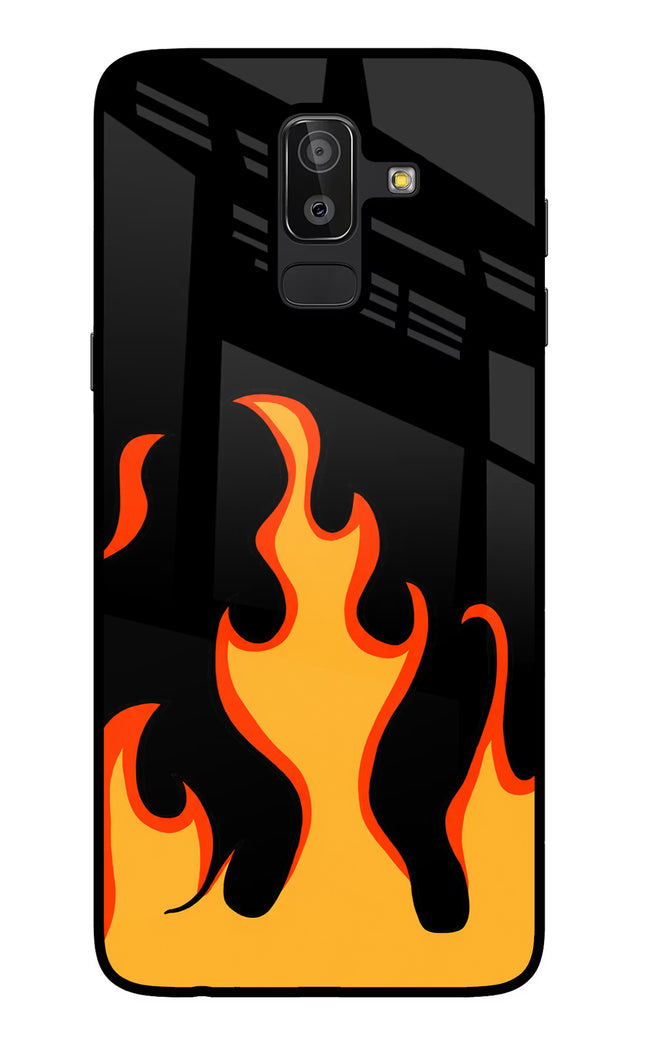 Fired Up – Black Samsung J8 Glass Case Back Cover by Casekaro