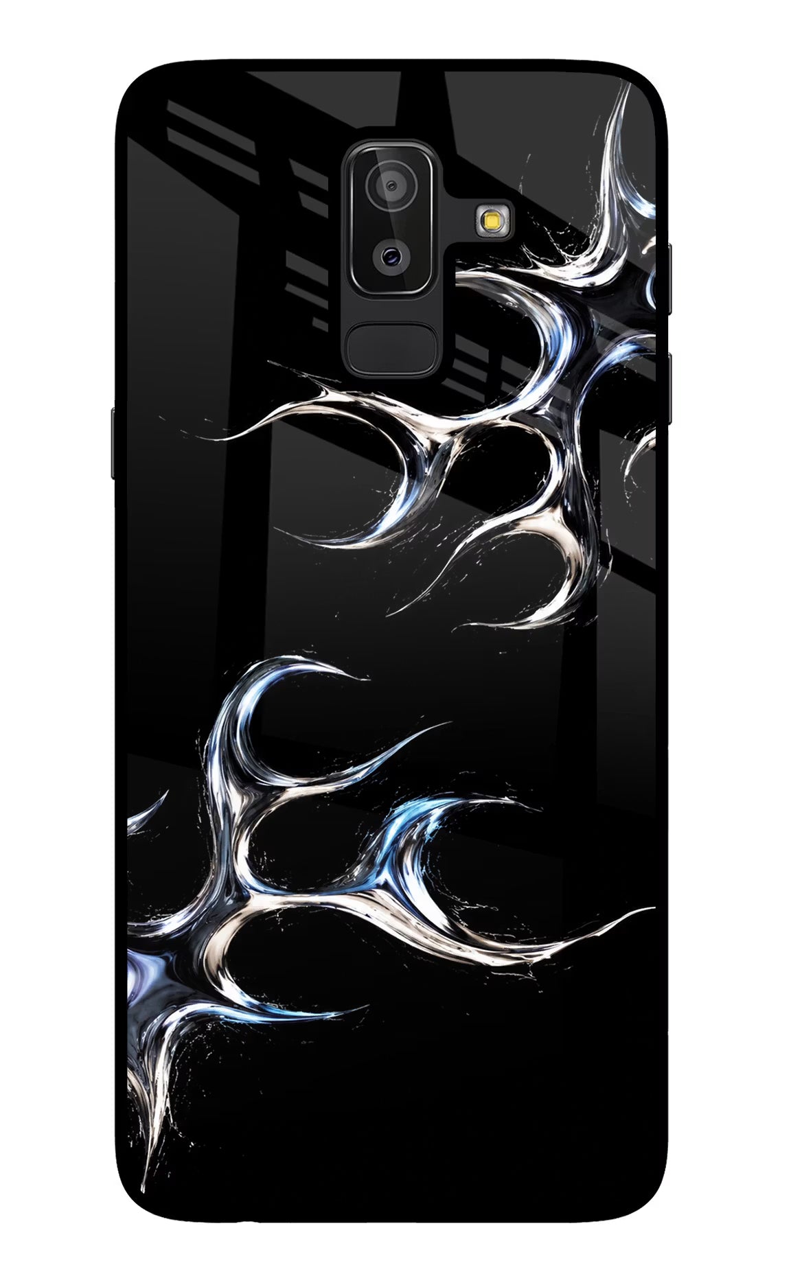 Chrome Tribal Samsung J8 Glass Case Back Cover by Casekaro