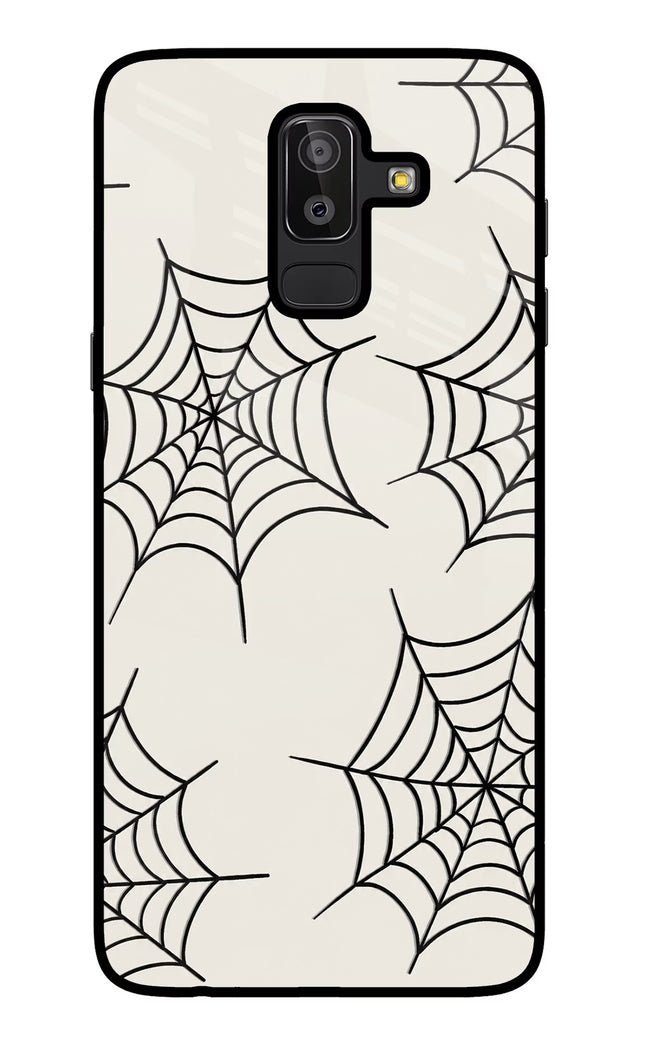 Spider Web Samsung J8 Glass Case Back Cover by Casekaro