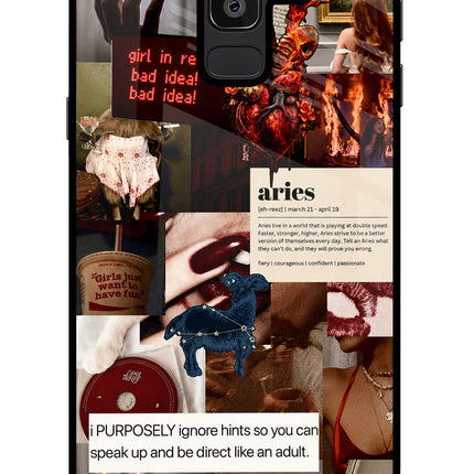 Zodiac Aries Samsung J8 Glass Case Back Cover by Casekaro