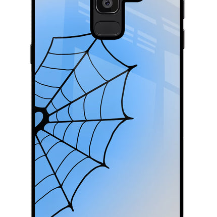 Blue Web Samsung J8 Glass Case Back Cover by Casekaro