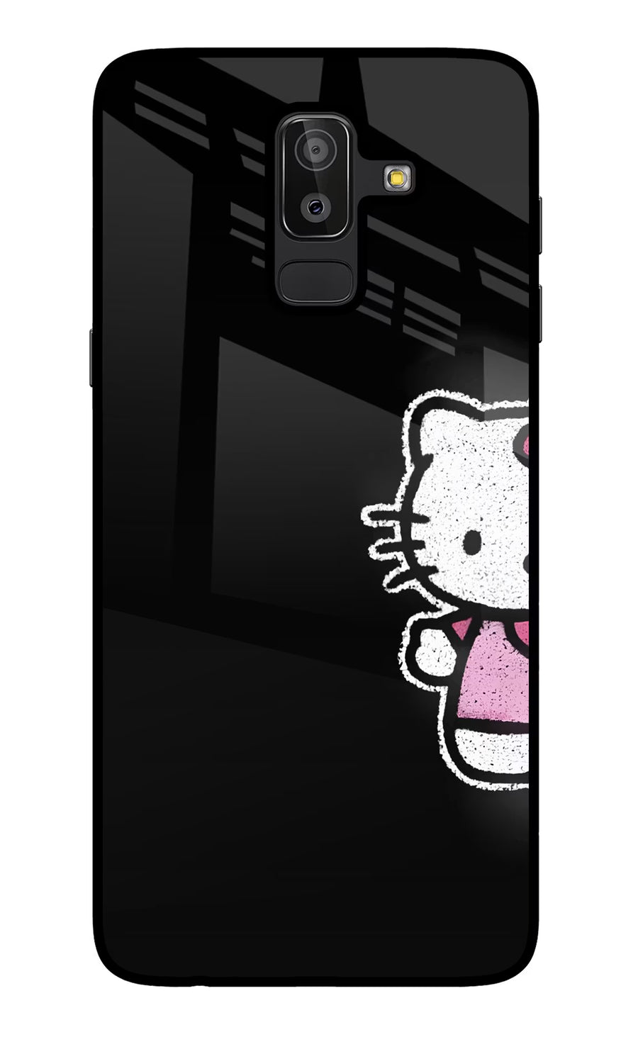 Kitty Charm Samsung J8 Back Cover, Glass case