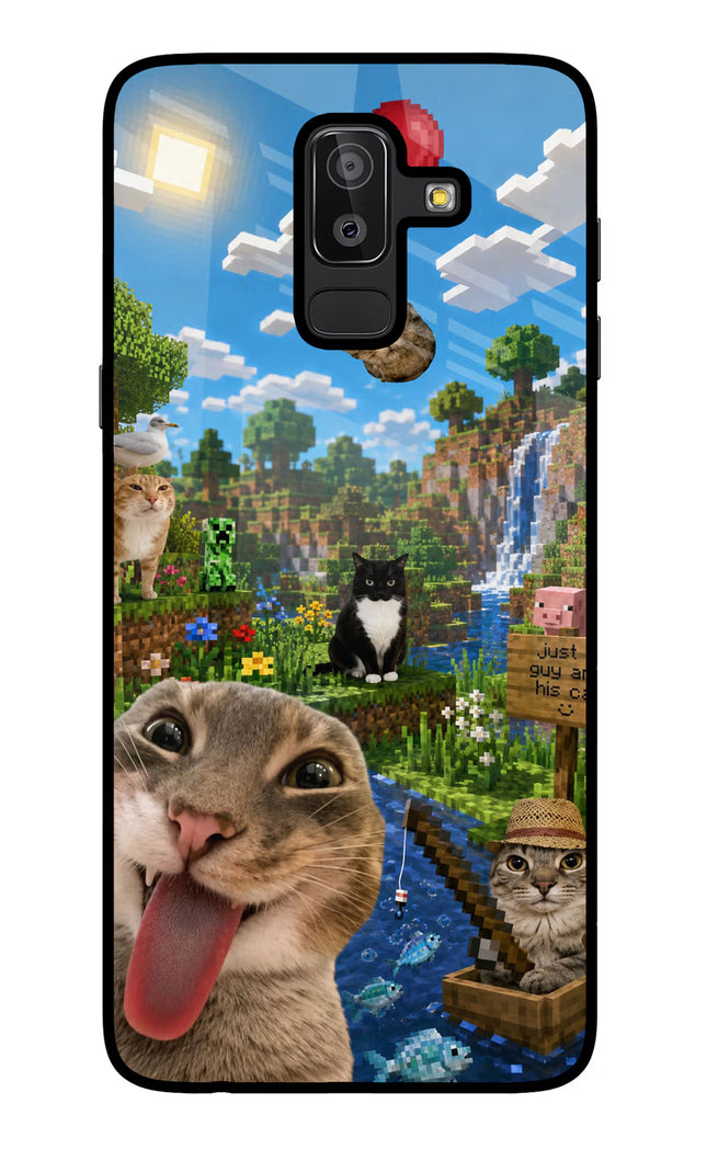 Minecraft Cat Chaos Samsung J8 Glass Case