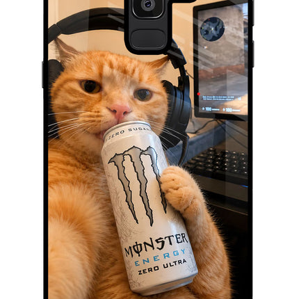 Gamer Cat Energy Samsung J8 Glass Case