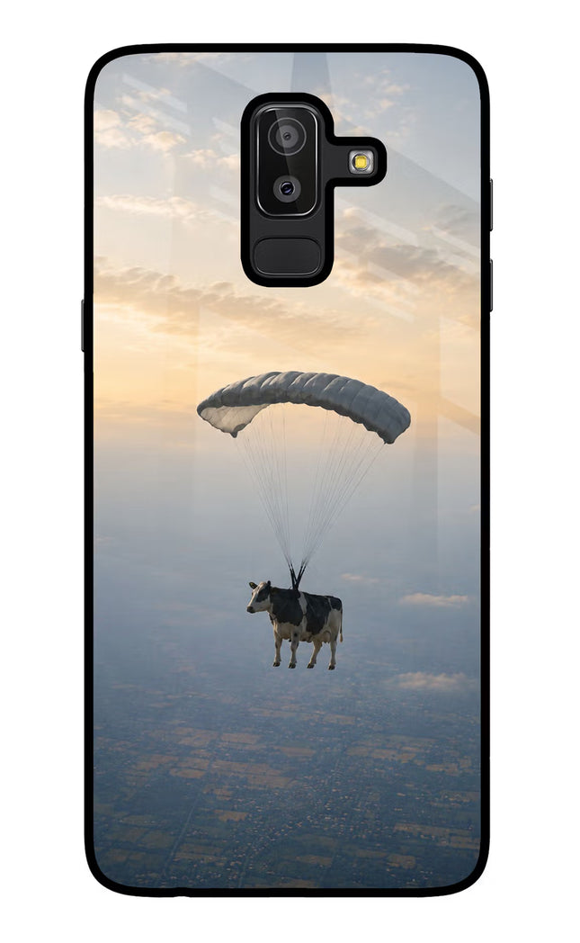 Skydiving Cow Samsung J8 Glass Case