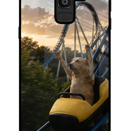 Rollercoaster Dog Samsung J8 Glass Case