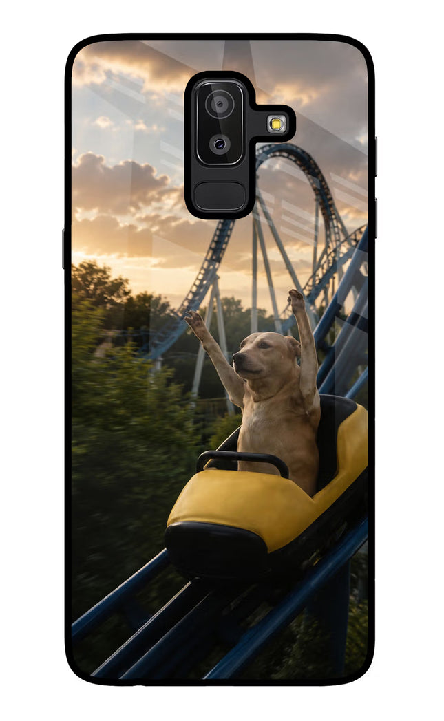 Rollercoaster Dog Samsung J8 Glass Case