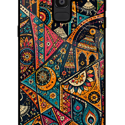 Folk Print Samsung J8 Glass Case