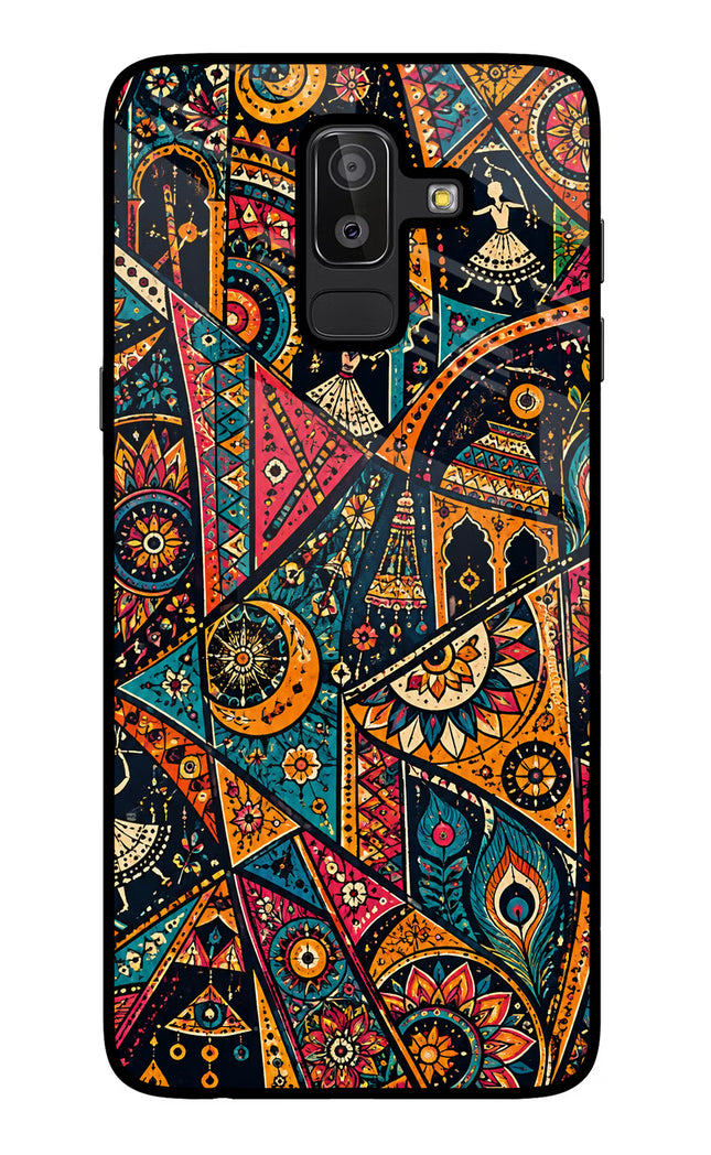 Folk Print Samsung J8 Glass Case