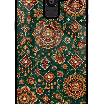 Green Pataka Samsung J8 Glass Case