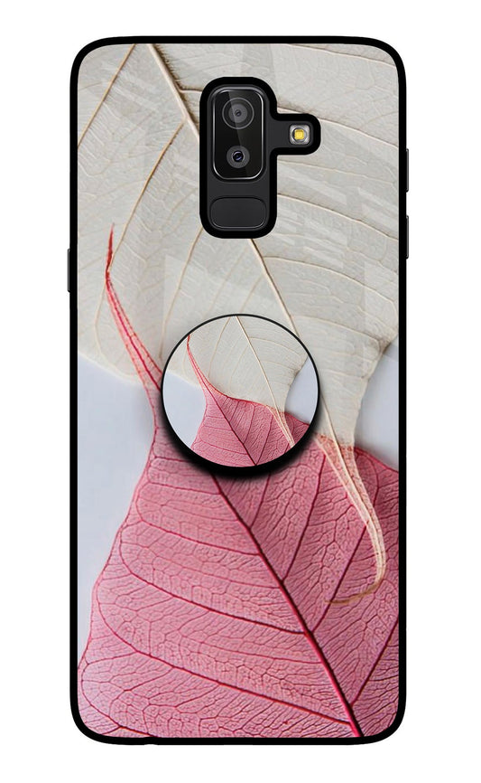 White Pink Leaf Samsung J8 Glass Case