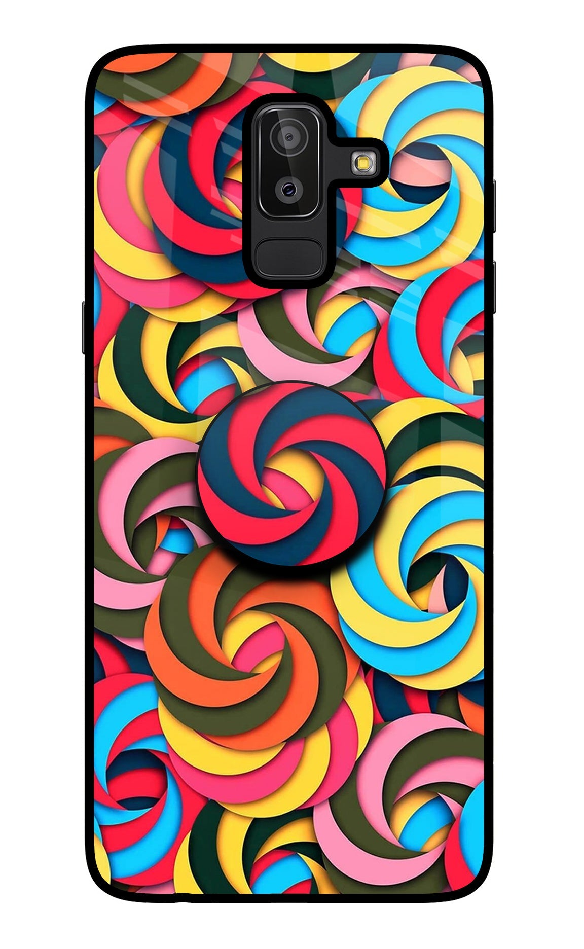 Spiral Pattern Samsung J8 Glass Case