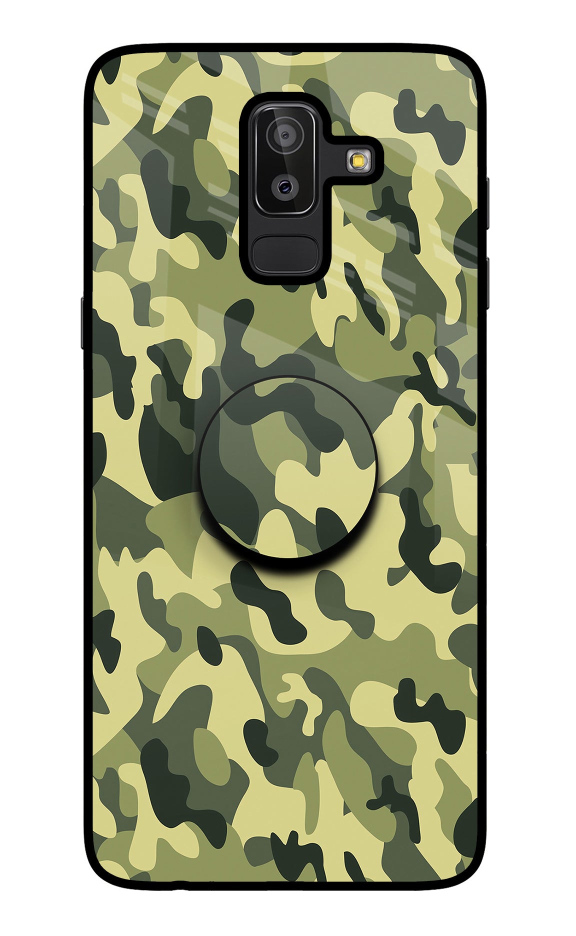 Camouflage Samsung J8 Glass Case