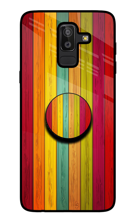 Multicolor Wooden Samsung J8 Glass Case