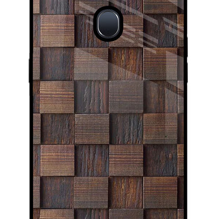 Wooden Cube Design Oppo F9/F9 Pro Glass Case Back Cover by Casekaro