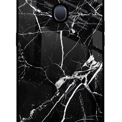 Black Marble Pattern Oppo F9/F9 Pro Glass Case Back Cover by Casekaro
