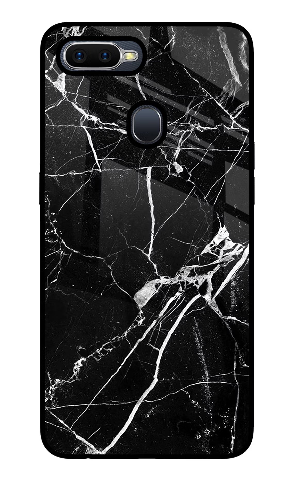 Black Marble Pattern Oppo F9/F9 Pro Glass Case Back Cover by Casekaro